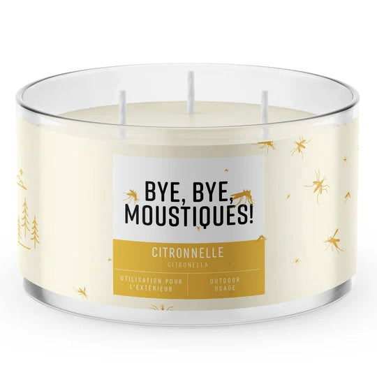 Chandelle de soja  3 mèches - Bye Bye Moustiques - Three Wix & Co